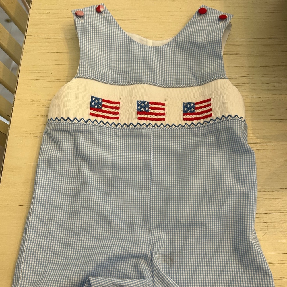 Stitchy Fish American Flag Boys Romper 24 Months